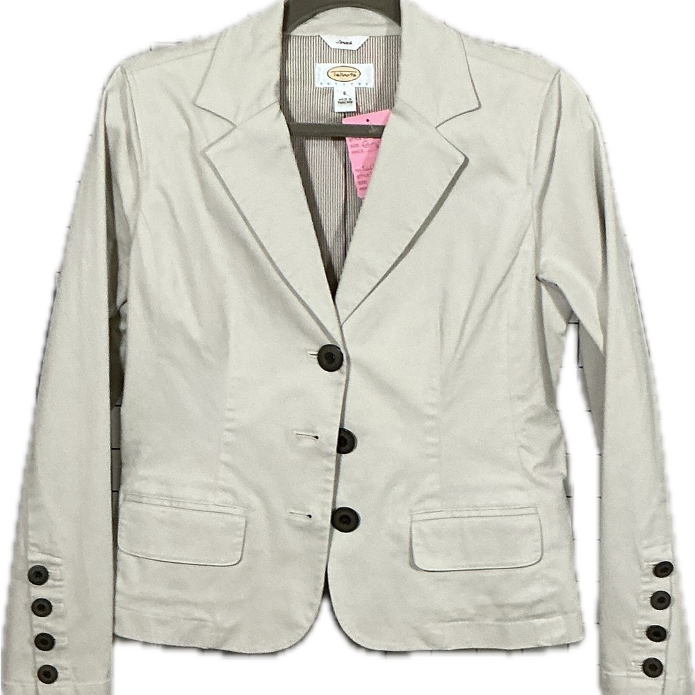 Talbots Cream Cotton Blazer Size 6 Classic Business Casual Jacket